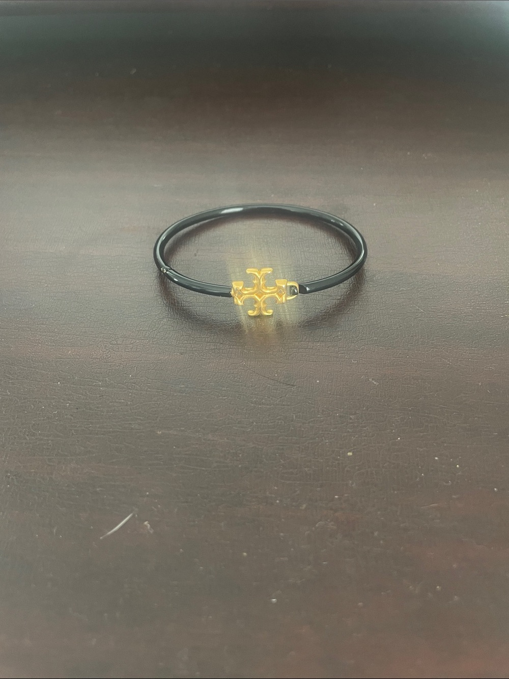Tory Burch Black Bracelet with Gold Logo Accent